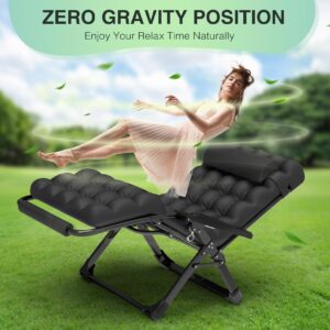 Suteck Oversized Zero Gravity Chair,33In XXL Lounge Chair w/Removable Cushion&Headrest, Reclining Camping Chair w/Upgraded Lock and Footrest, Reclining Patio Chairs Recliner for Indoor Outdoor,500LBS