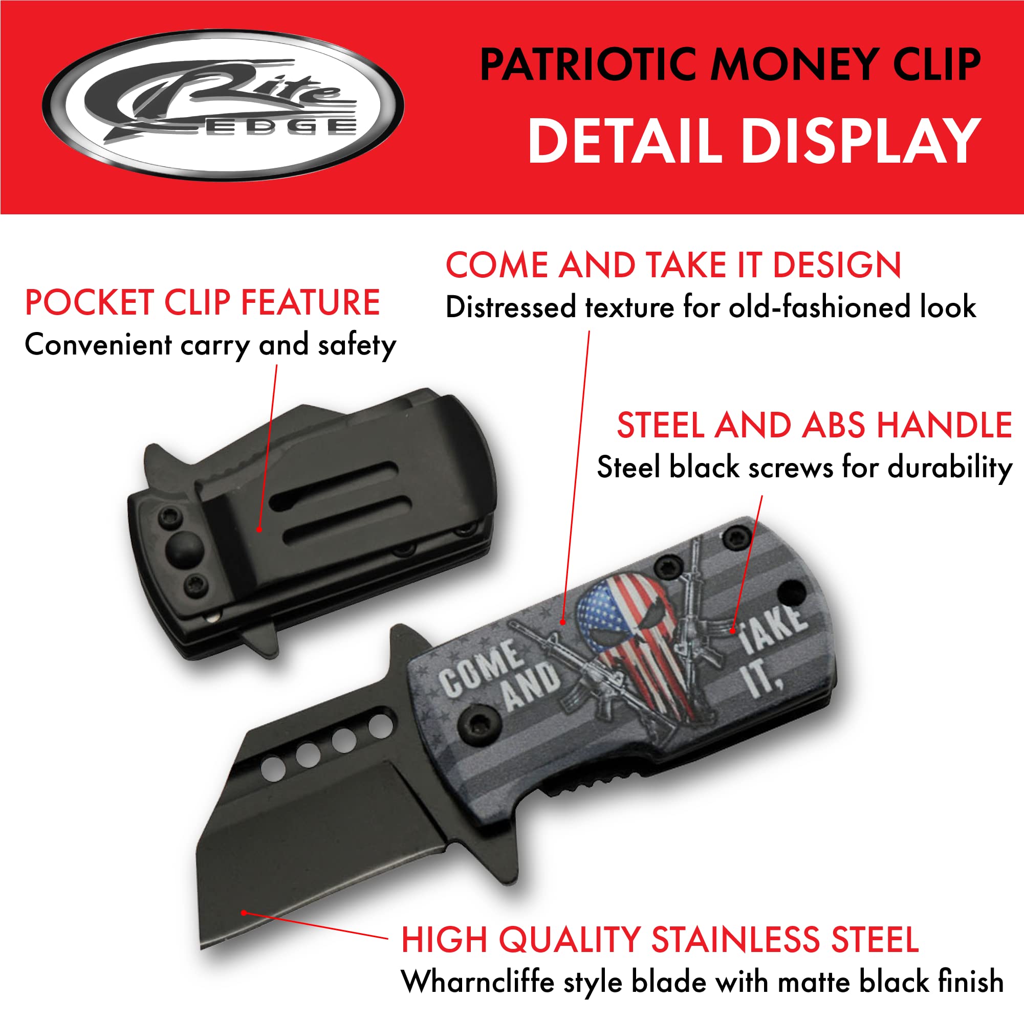 SZCO Supplies 3.75" Come And Take It Mini Money Clip Folding Knife