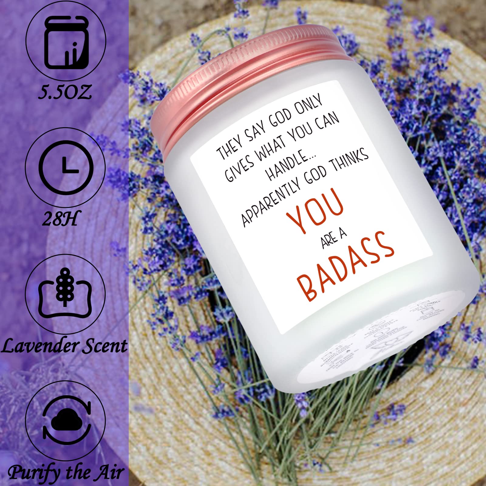 Get Well Soon Gifts for Women Men, After Surgery Gifts, Cancer Gifts, Feel Better Gifts, Humor Sympathy, Inspirational, Encouragement Candle Gifts for You Loved, Lavender Scented Soy Candle