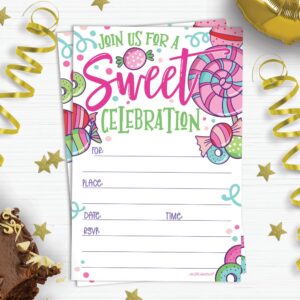 Sweets Candy Invitations With Envelopes (20 Count) - Sweet Celebration Birthday Invites