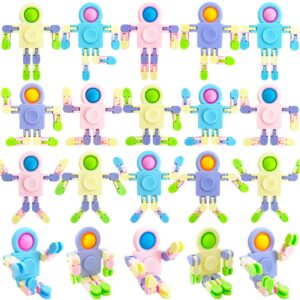 eerrhhaq 20 pcs funny sensory fidget toys,transformable chain robot finger toy,stress relief fingertip gyro toys for party favors,gifts,classroom supplies prizes