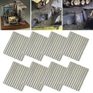 Andy's Orchids 8PCS 1/35 Scale Miniature Corrugated Tile, Steel Shed Scenery for DIY Architecture Building Model Railway Fairy Garden Sand Table Scene Scenery