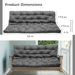 Homaisson Swing Replacement Cushion, Outside Bench Cushion with Backrest, 2-3 Seater Cushion with 8 Ties for Outdoor Furniture, 59 x 39 x 4 Inches Porch Swing Cushion Garden Bench