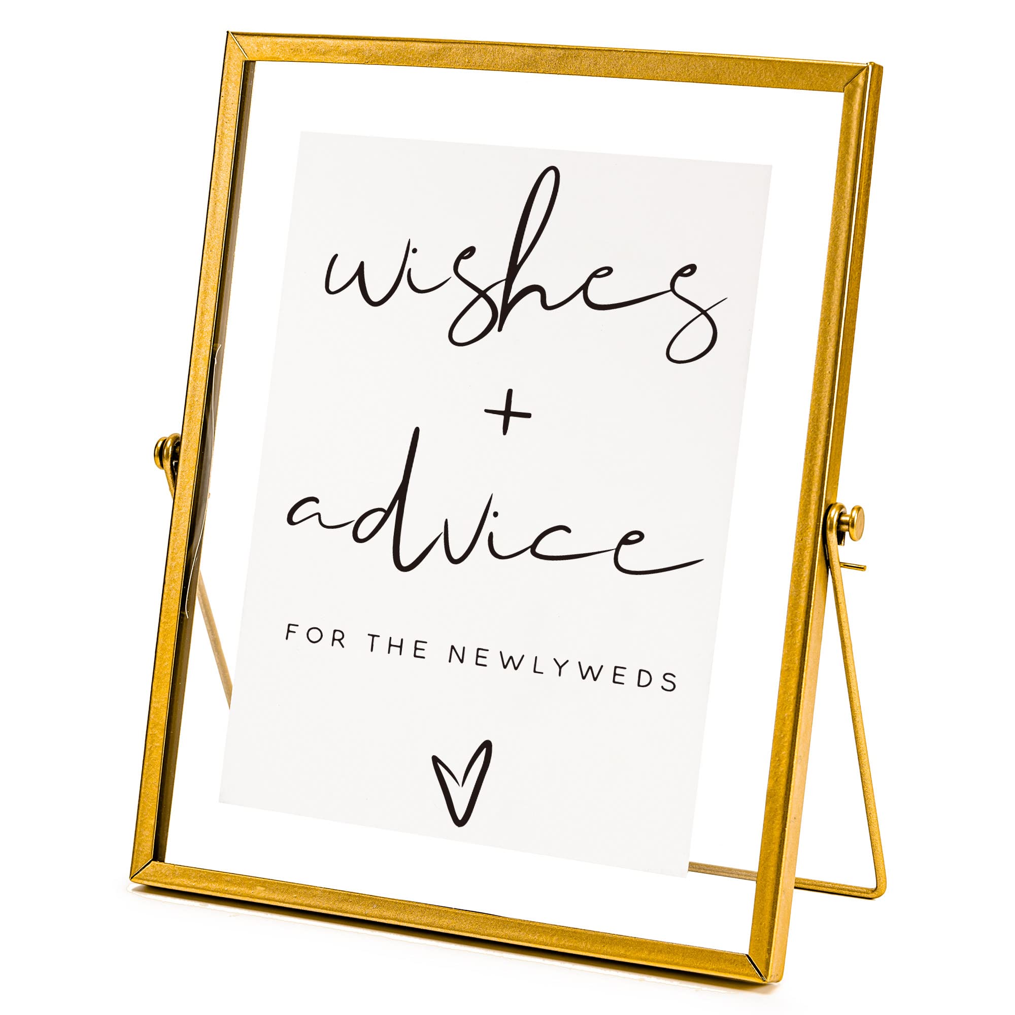 Calculs Advice And Wishes For The Mr And Mrs Gold Floating Picture Frame Wedding Signs Place Card/Menu Holder 10 x 8 Inches Centerpiece Table Décor Bridal Shower