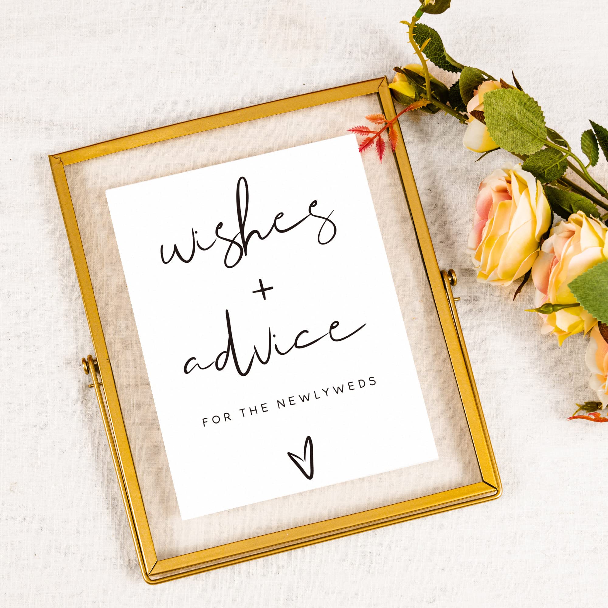 Calculs Advice And Wishes For The Mr And Mrs Gold Floating Picture Frame Wedding Signs Place Card/Menu Holder 10 x 8 Inches Centerpiece Table Décor Bridal Shower