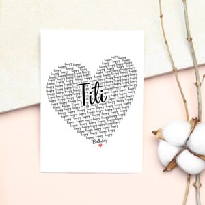 GavinsDesigns Happy Birthday Titi Card - Cute Happy Birthday - Birthday Greeting Card - Sweet Birthday Card For Titi - Anniversary-Thank You Card - Heart Happy Birthday Mom - I Love You Titi Card