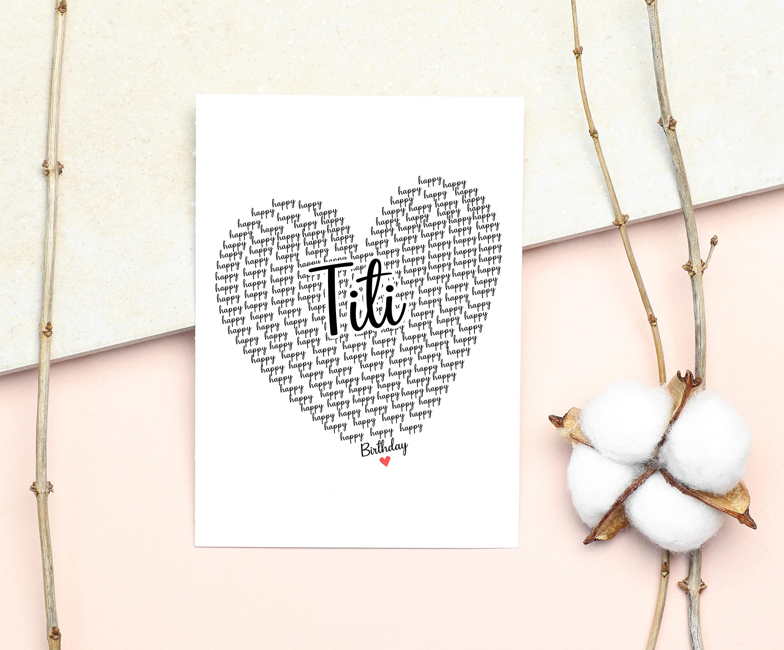 GavinsDesigns Happy Birthday Titi Card - Cute Happy Birthday - Birthday Greeting Card - Sweet Birthday Card For Titi - Anniversary-Thank You Card - Heart Happy Birthday Mom - I Love You Titi Card