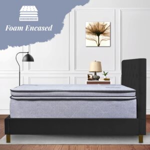 Greaton 13" Plush Foam Encased Mattress with Pillow Top, Soft and Comfortable Bed Mattresses for Complete Body Support and Maintain Correct Posture, Fully Assembled Bedding, Grey, Full XL