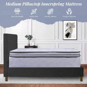 Greaton 13" Plush Foam Encased Mattress with Pillow Top, Soft and Comfortable Bed Mattresses for Complete Body Support and Maintain Correct Posture, Fully Assembled Bedding, Grey, Full XL