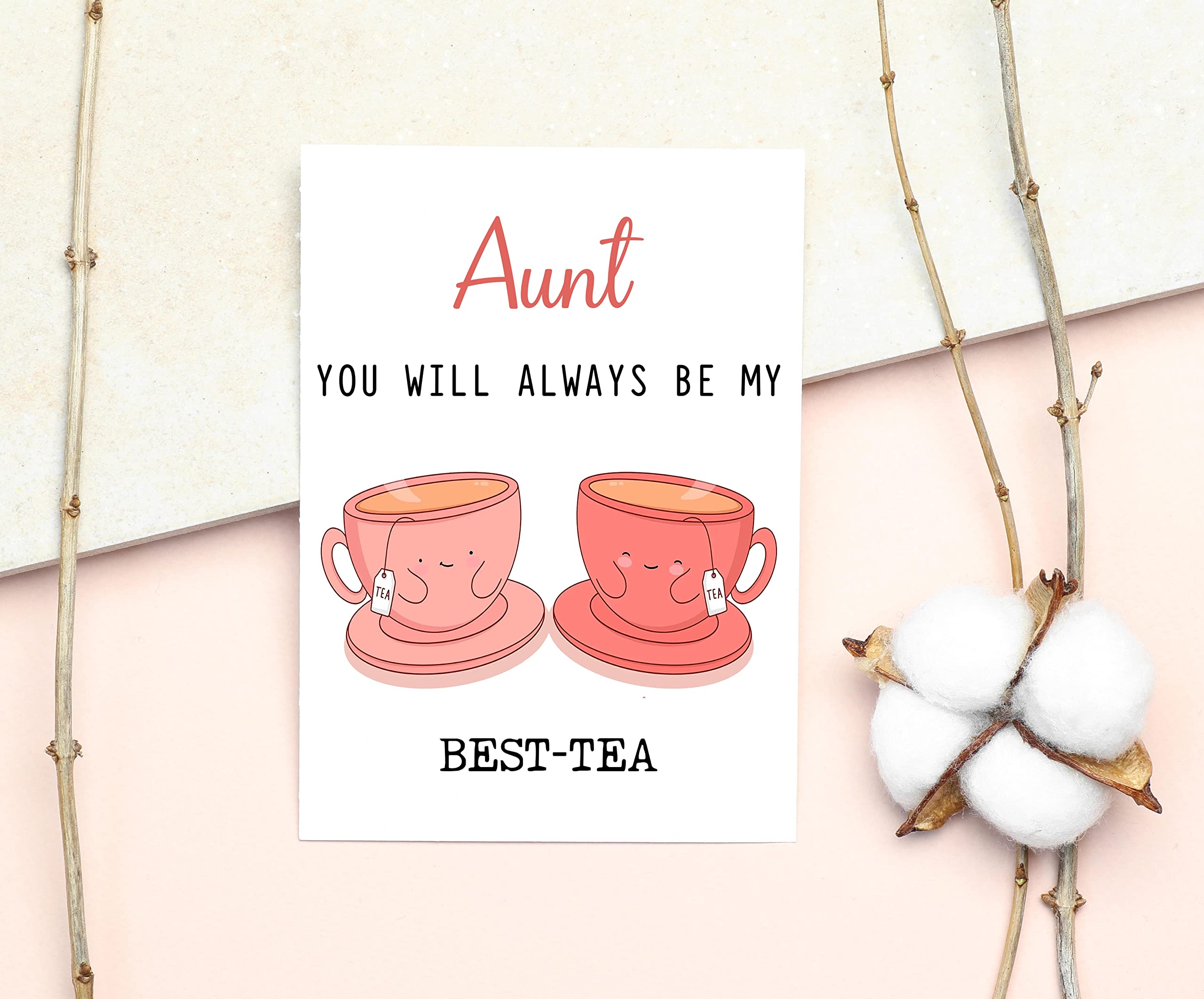 GavinsDesigns Aunt You Will Always Be My Best-Tea - Funny Pun Card - Best Tea Card - Mother's Day Card - Aunt Bestie Card - Tea Loving Aunt Card - Gift For Her - Aunt Card - Birthday Card Funny