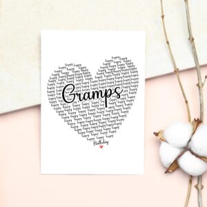 Happy Birthday Gramps Card - Cute Happy Birthday - Birthday Greeting Card - Sweet Birthday Card For Gramps - Anniversary-Thank You Card - Heart Happy Birthday Mom - I Love You Gramps Card