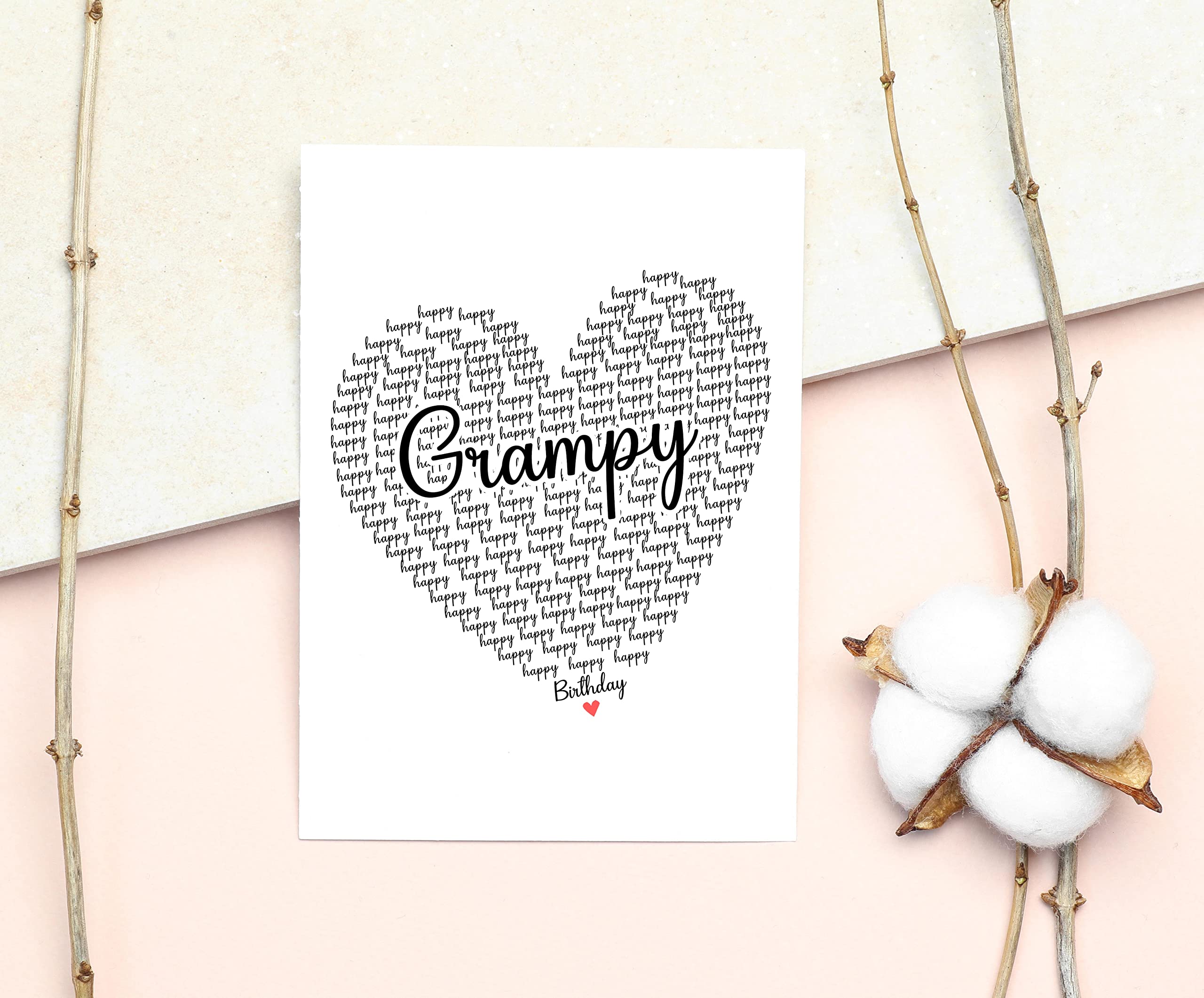 Happy Birthday Grampy Card - Cute Happy Birthday - Birthday Greeting Card - Sweet Birthday Card For Grampy - Anniversary-Thank You Card - Heart Happy Birthday Mom - I Love You Grampy Card