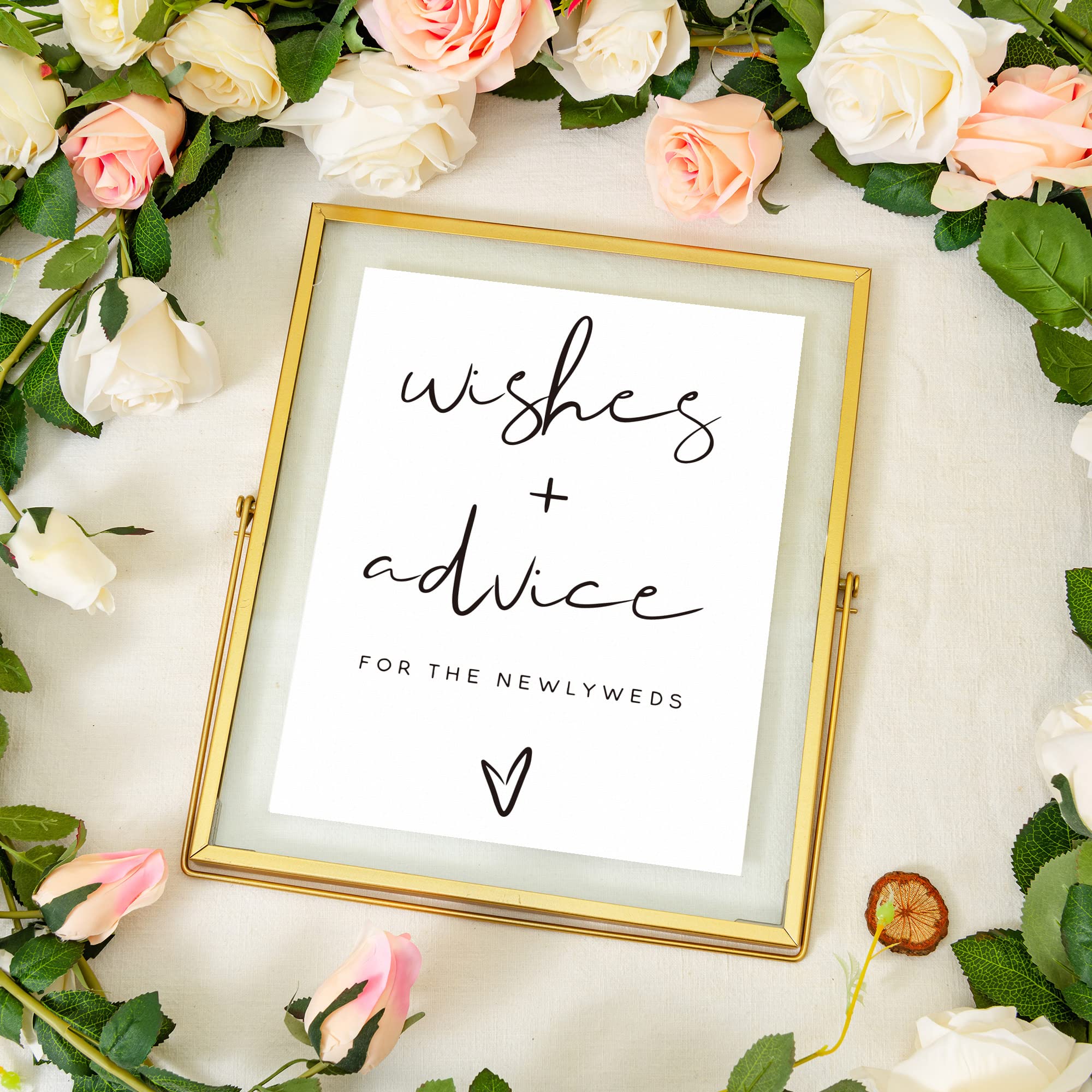 Calculs Advice And Wishes For The Mr And Mrs Gold Floating Picture Frame Wedding Signs Place Card/Menu Holder 10 x 8 Inches Centerpiece Table Décor Bridal Shower