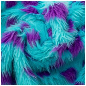 Blue and Purple Monsters Print Fabric with Wave Soft Low Pile Faux Fur 63" Width - Sold by The Yard for DIY Halloween Winter Costume Gnome Beard Miniature Dolls Costume Rugs Mat