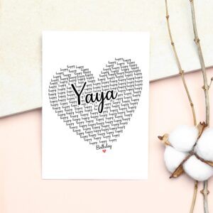 GavinsDesigns Happy Birthday Yaya Card - Cute Happy Birthday - Birthday Greeting Card - Sweet Birthday Card For Yaya - Anniversary-Thank You Card - Heart Happy Birthday Mom - I Love You Yaya Card