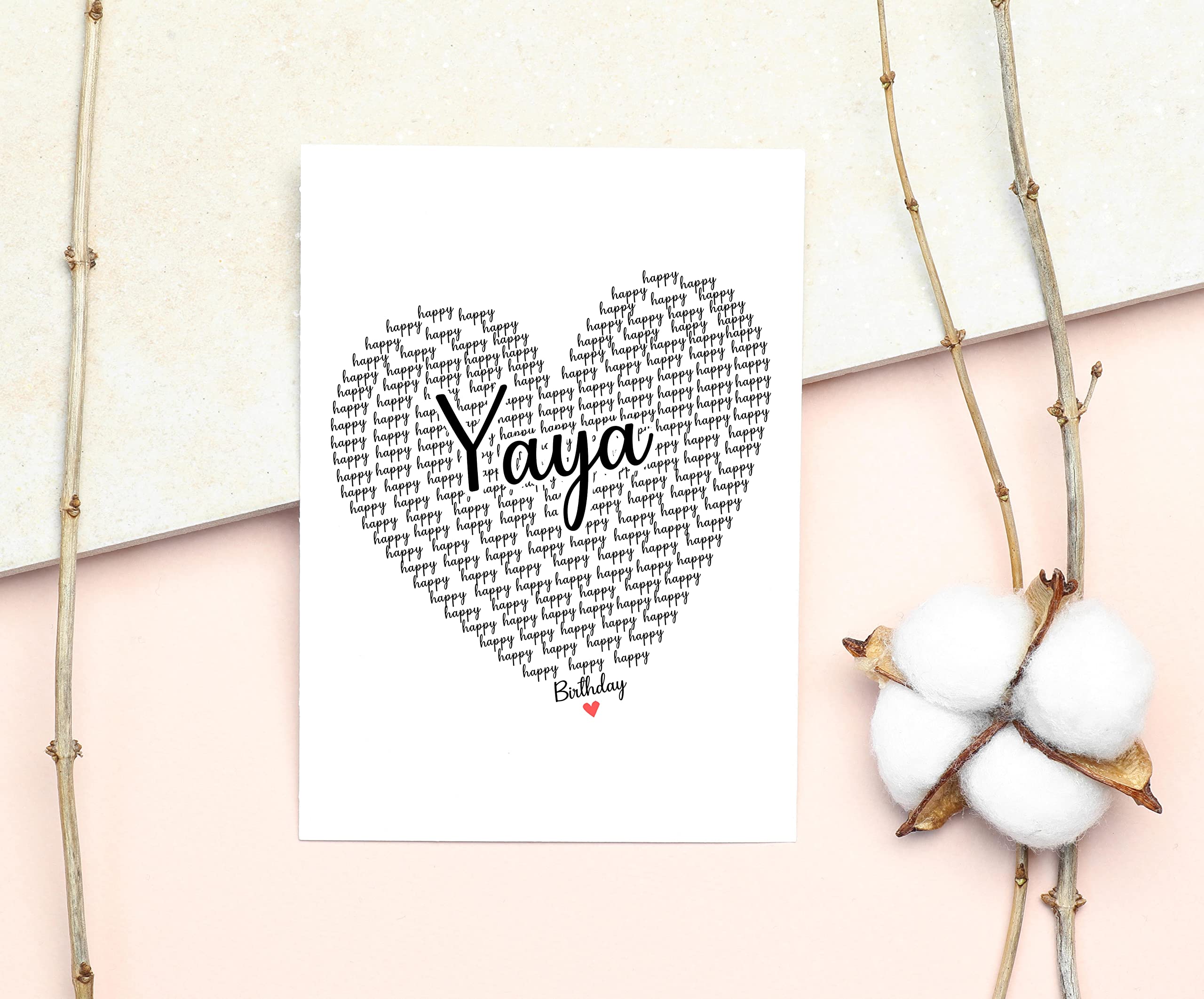 GavinsDesigns Happy Birthday Yaya Card - Cute Happy Birthday - Birthday Greeting Card - Sweet Birthday Card For Yaya - Anniversary-Thank You Card - Heart Happy Birthday Mom - I Love You Yaya Card