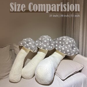 Hofun4U Mushroom Plush Pillow - 51 inch Mushroom Shaped Stuffed Long Pillow - Mushroom Plush Body Pillow - Christmas Birthday Sofa Home Decoration (Grey)