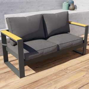 BPS Patio Furniture Loveseat Aluminum Sofa Couch Deep Seat - All-Weather Resistant Outdoor Conversation Set with Thick Cushions