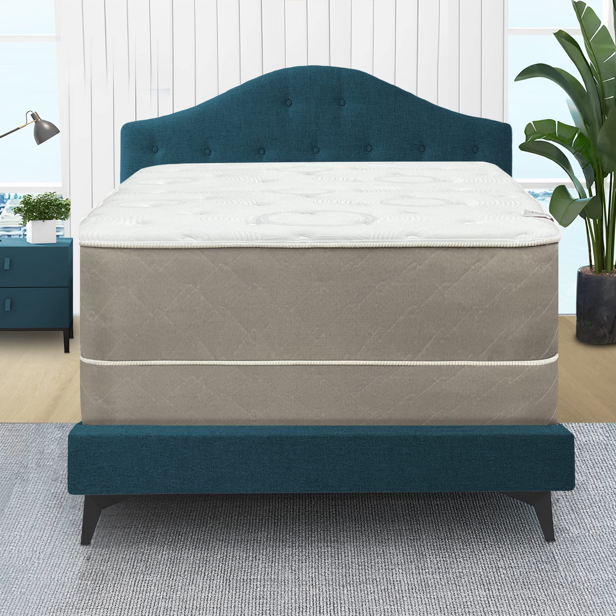 Greaton 14" Firm Hybrid Mattress, Stable and Comfortable Double Sided Bed Mattresses, Provide Equal Level Body Support and Correct Posture, Fully Assembled Bedding, White, Twin