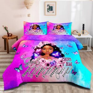 lindesa black girl magic comforter set, twin bed comforter sets for girls,african american black girl bedding set bedroom decor afro melanin bedspreads quilt black girl bed set