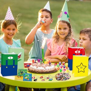 Mario Birthday Party Favors, 98 Pcs Mario Party Decorations Supplies include Mario Gift Bags, Stamps, Mini Notebooks, Keychains, Stickers Best Gift Bag Filler for Themed Party.