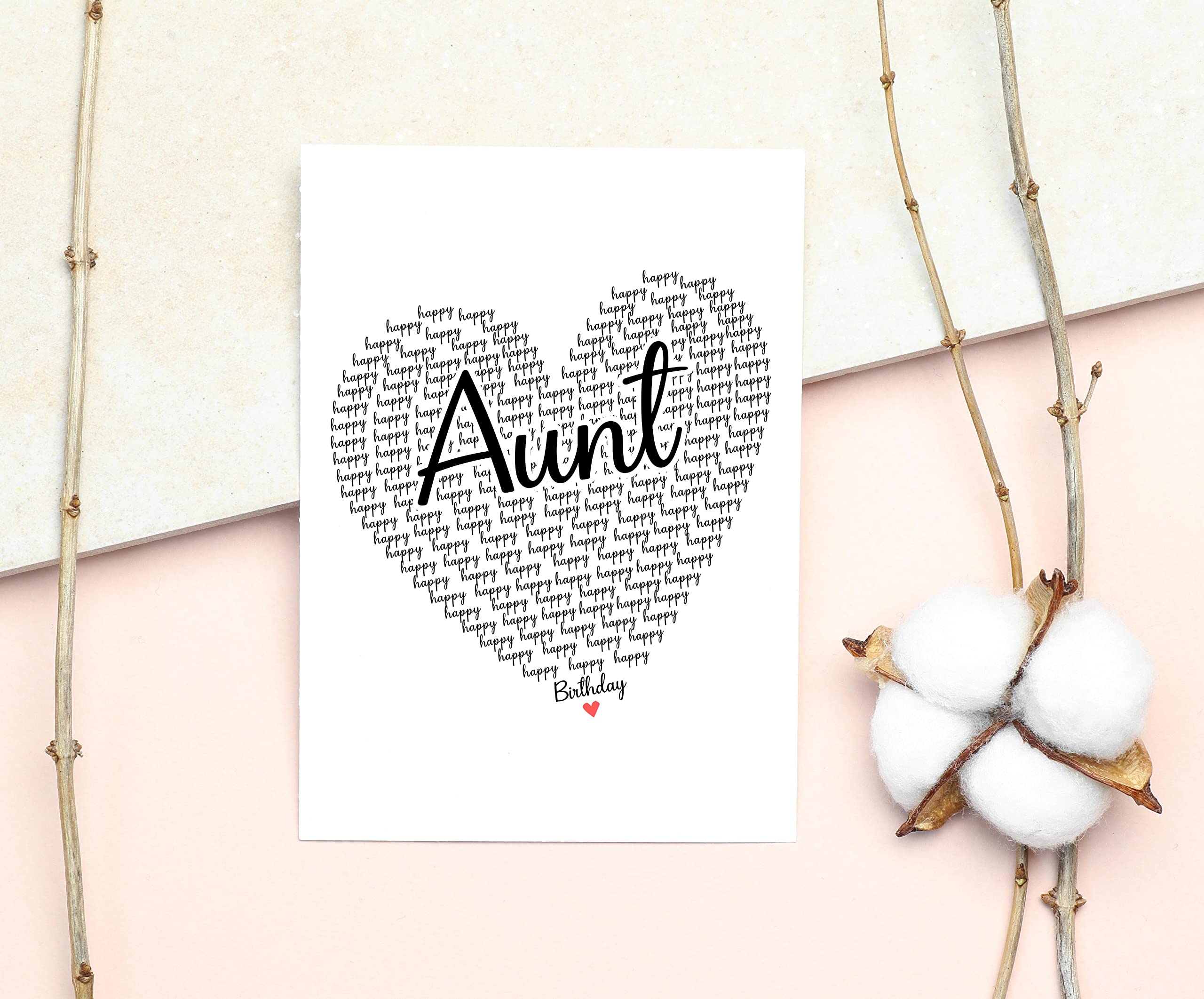 GavinsDesigns Happy Birthday Aunt Card - Cute Happy Birthday - Birthday Greeting Card - Sweet Birthday Card For Aunt - Anniversary-Thank You Card - Heart Happy Birthday Mom - I Love You Aunt Card