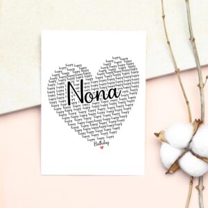 GavinsDesigns Happy Birthday Nona Card - Cute Happy Birthday - Birthday Greeting Card - Sweet Birthday Card For Nona - Anniversary-Thank You Card - Heart Happy Birthday Mom - I Love You Nona Card