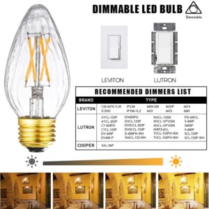 Leools Dimmable E26 led Bulb 6W Equal 60 watt Vintage LED Edison Bulb AC120V 3000K Soft White F15 LED Bulb for Ceiling Fan Light Bulbs,Pendant Bulb and Chandeliers Light Bulb 600LM Clear Medium 6Pack