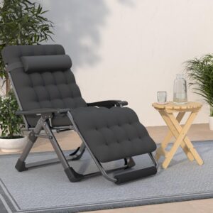 Suteck Oversized Zero Gravity Chair,33In XXL Lounge Chair w/Removable Cushion&Headrest, Reclining Camping Chair w/Upgraded Lock and Footrest, Reclining Patio Chairs Recliner for Indoor Outdoor,500LBS