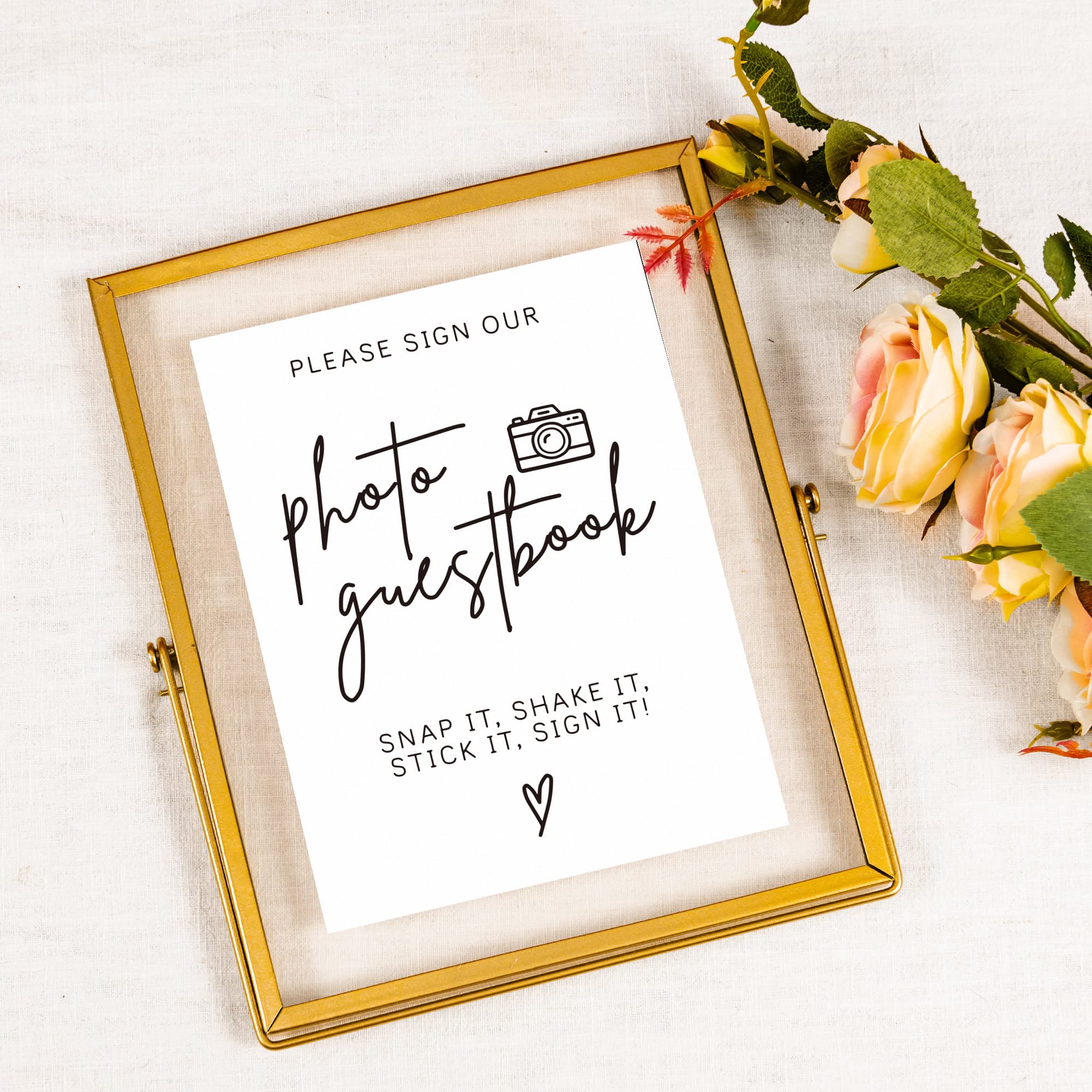 Calculs Please Sign Our Guest Book Sign For Wedding Photo Guest Book Sign Gold Floating Picture Frame Wedding Signs Place Card/Menu Holder 10”x8” Please Sign