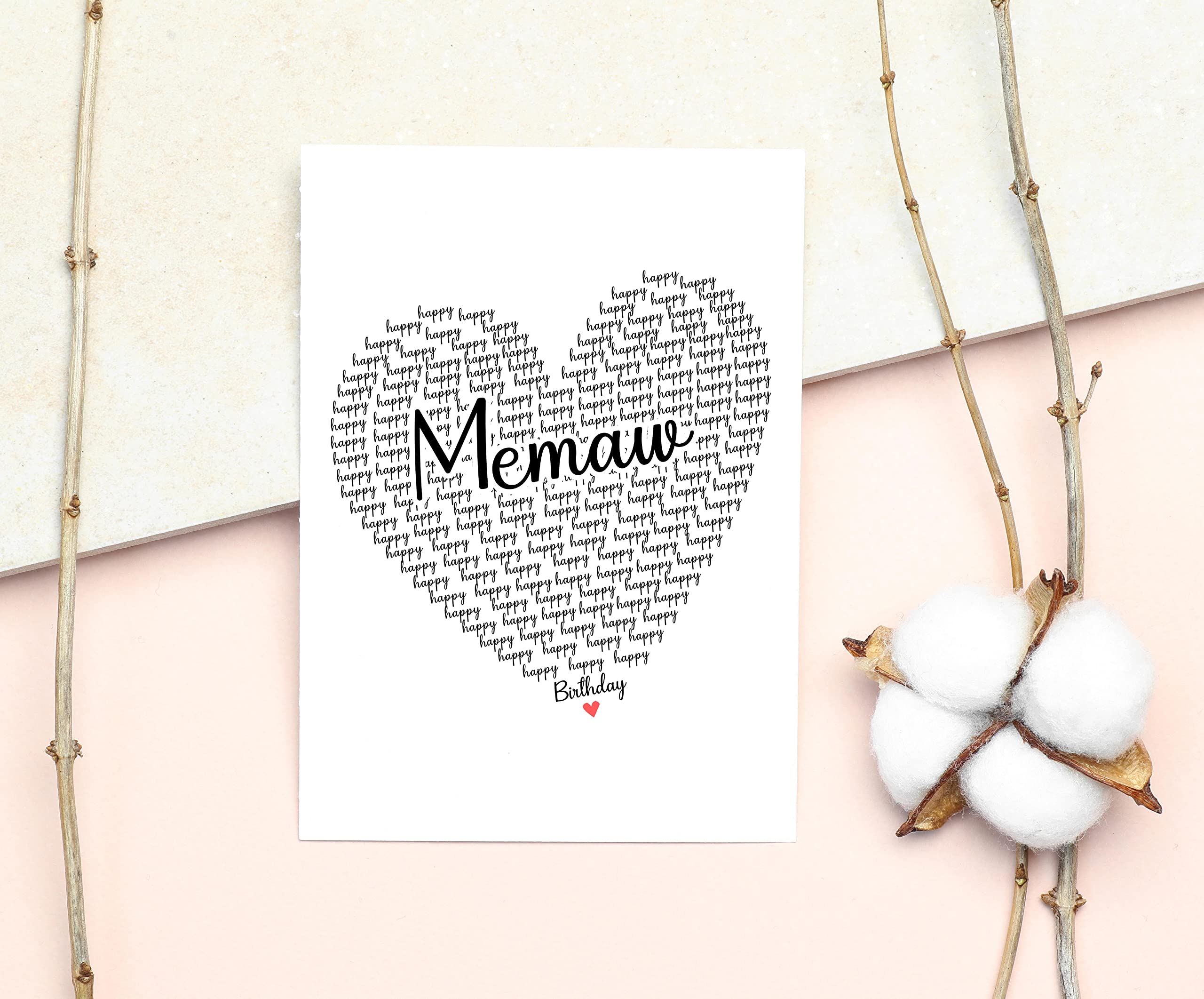 GavinsDesigns Happy Birthday Memaw Card - Cute Happy Birthday - Birthday Greeting Card - Sweet Birthday Card For Memaw - Anniversary-Thank You Card - Heart Happy Birthday Mom - I Love You Memaw Card