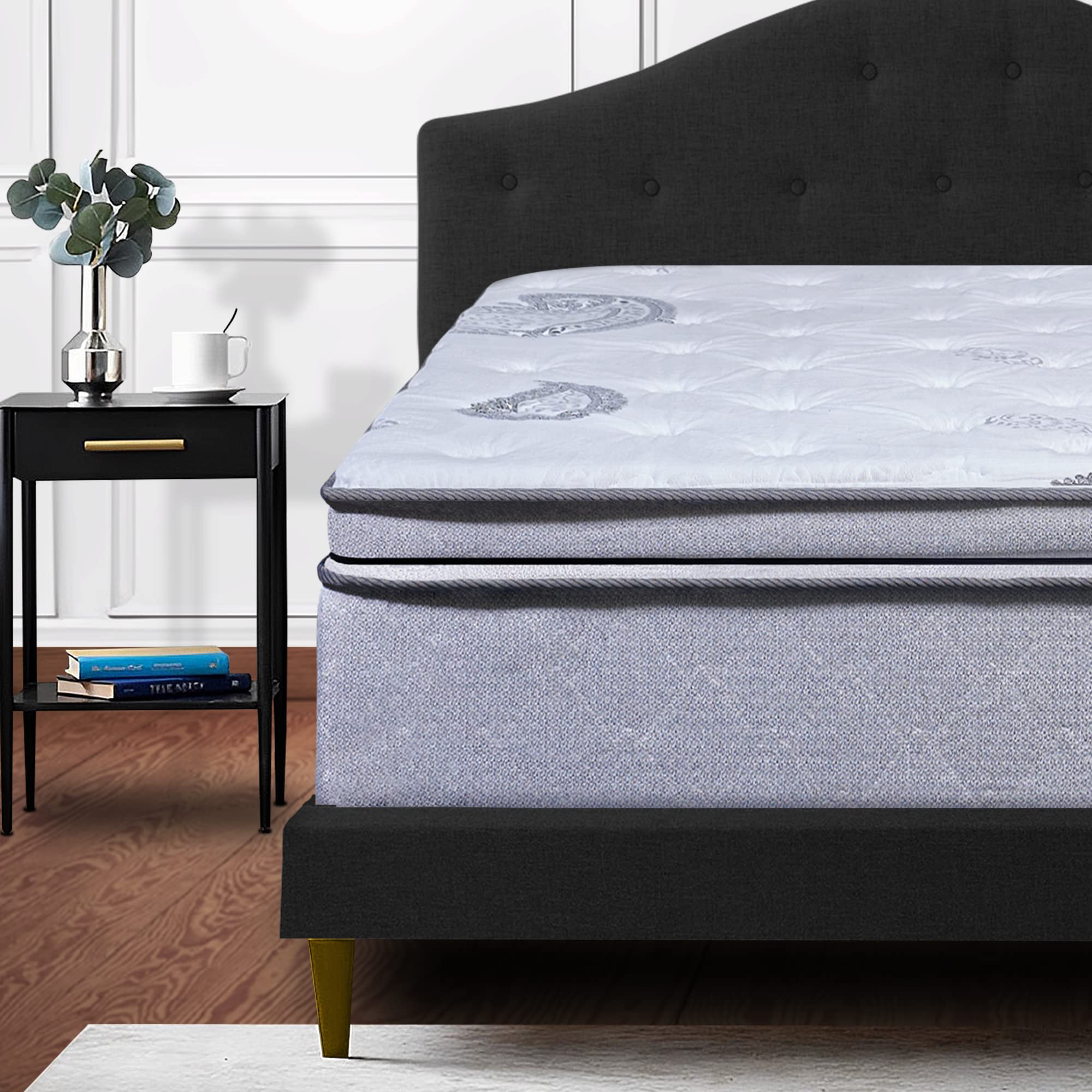 Greaton 13" Plush Foam Encased Mattress with Pillow Top, Soft and Comfortable Bed Mattresses for Complete Body Support and Maintain Correct Posture, Fully Assembled Bedding, Grey, Full XL