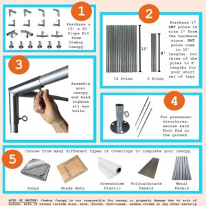 10' x 20' Slope, Lean-to Canopy Fittings Kits, DIY Metal Carport Frame Parts, 1" EMT