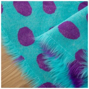 Blue and Purple Monsters Print Fabric with Wave Soft Low Pile Faux Fur 63" Width - Sold by The Yard for DIY Halloween Winter Costume Gnome Beard Miniature Dolls Costume Rugs Mat