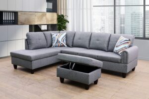 star home living maryland l-shape left facing sectional sofa, grey