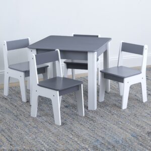 GAP GapKids Table and 4 Chair Set - Greenguard Gold Certified, Grey/White