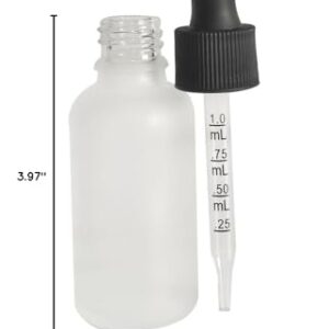 BEGIKET 12 PCS 1 oz Frosted Glass Dropper Bottle,30ml Clear Frosted Essential Oil Bottle with Glass Eye Droppe,for Tincture Bottle, Hair Oil and Other Liquids, Perfume Travel Container