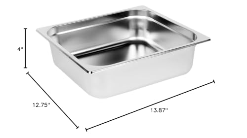 Soro Essentials- Two-Third Size 4" Deep Stainless Steel Anti-Jamming Steam Table Pan 24 Gauge- Chafer Food Pan Stackable Anti-Jam Steam Pan for Hotel Restaurant Supplies Party Buffet Event Catering