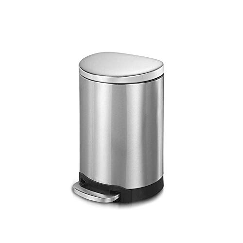 Veelesa 1.6 Gal/6 Liter Stainless Steel Semi-Round Step-on Bathroom Office and Kitchen Trash Can