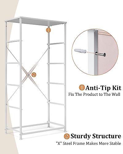 JOINHOM Dresser Storage Tower with Drawers, Fabric Tall Dresser Drawer for Bedroom, Office, Entryway, Living Room and Closet- Sturdy Steel Frame, Easy Pull Bins & Wooden Top