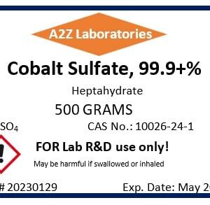 High Purity Cobalt Sulfate/Heptahydrate / 99.9+% / ACS Reagent / 500 Grams/USA Made/Same Day Ship