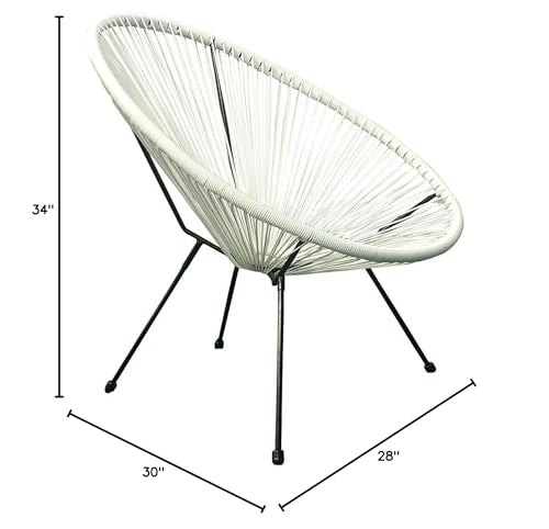 Overstock HighlanderHome Water-Resistant Retro-Modern Outdoor Acapulco Chair White