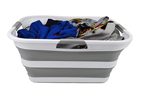 Collpasible Laundry Basket (42L Collapsible Laundry Basket (White/Grey))