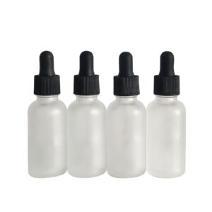 BEGIKET 12 PCS 1 oz Frosted Glass Dropper Bottle,30ml Clear Frosted Essential Oil Bottle with Glass Eye Droppe,for Tincture Bottle, Hair Oil and Other Liquids, Perfume Travel Container