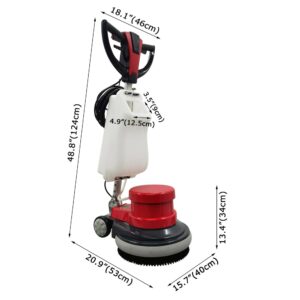 TECHTONGDA Floor Polisher Commercial Floor Buffer Scrubber 17" Carpet Cleaning Machine Industrial Orbiter Floor Cleaning 154RPM with 3gal Tank and 3 Brush heads