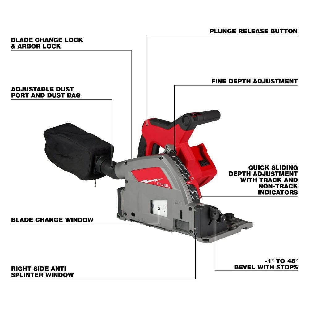 MGIAONSG for Milwaukee 2831-20 M18 FUEL 18V 6-1/2" Cordless Plunge Track Saw - Bare Tool