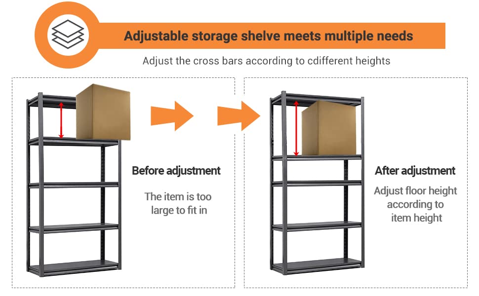 Garage Shelving,Garage Storage Heavy Duty Shelving Shelf Units ,Adjustable Metal Storage Shelf Units and Storage,Heavy Duty Metal Shelving,Metal Shelves Rack Warehouse Industrial Storage 63*31.5*15.7