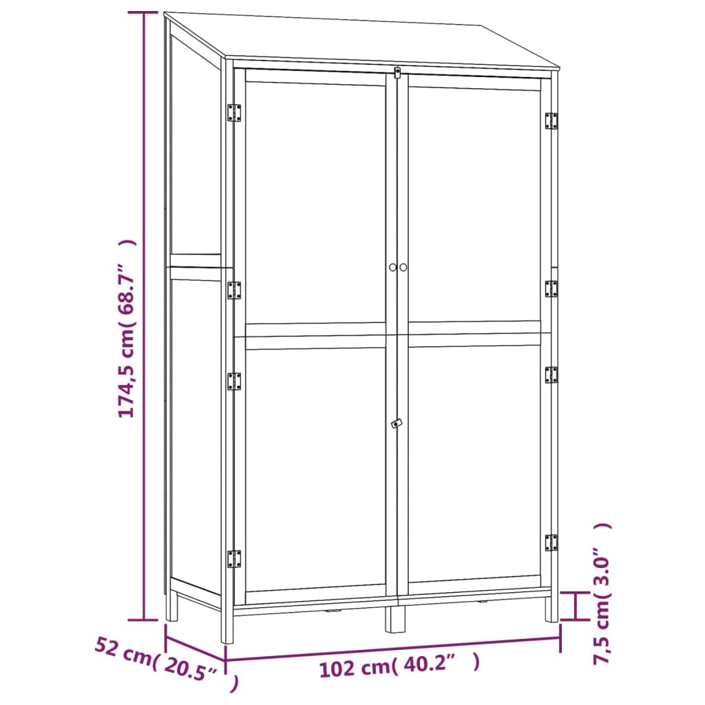 loibinfen Wooden Garden Storage Shed, Solid Wood Fir Outdoor Storage Cabinet, Garden Wood Tool Shed, Outside Wooden Shed Organizer for Yard, Patio, Deck and Porch, 40.2"x20.5"x68.7"