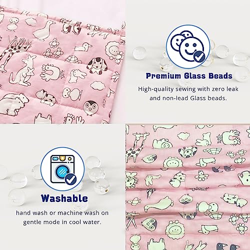 Aimon Weighted Blanket Kids, Kids Weighted Blanket 3 lbs, Breathable, Pink Weighted Blanket, Small Size, with Glass Beads (20"*30", 3Lbs)