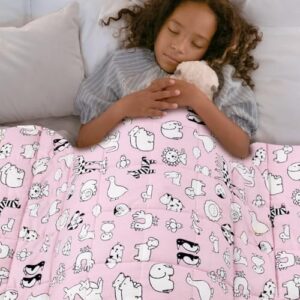 aimon weighted blanket kids, kids weighted blanket 3 lbs, breathable, pink weighted blanket, small size, with glass beads (20"*30", 3lbs)